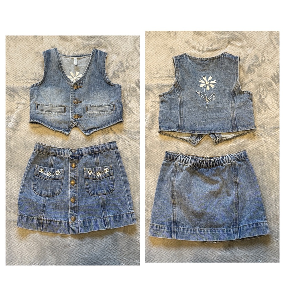 Rylee + Cru denim skirt & vest set